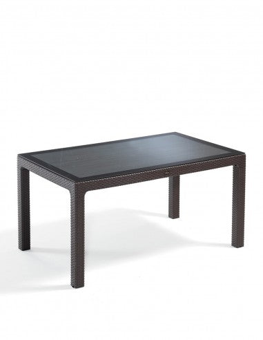 Novussi Liverno 90x150 Rattan Dikdörtgen Camlı Masa 6'lı Takım Paris Koltuk Cappucino